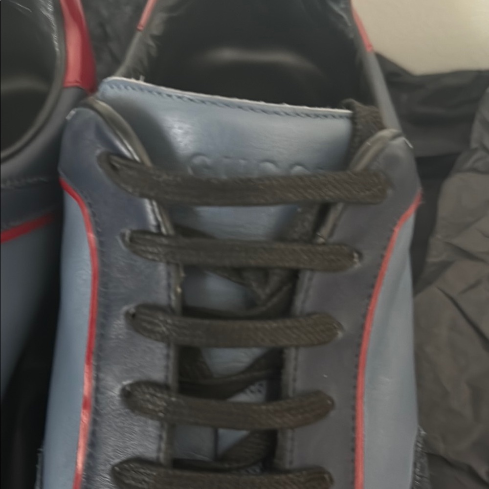Men's Blue and Red Leather Sneakers NWT - Picture 6 of 8
